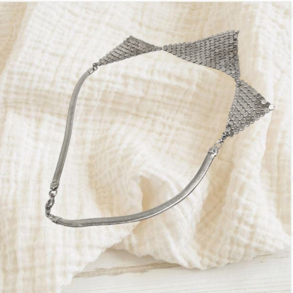 .🎄10/$20. Silver Tone Choker with Tiny Disks - Picture 3 of 3